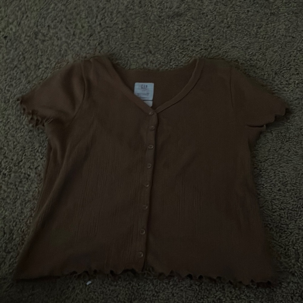 Gap teen textured button up crop top